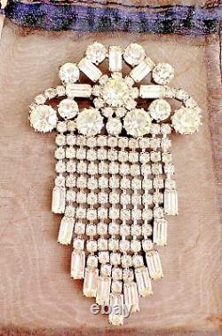 Amazing Massive Vintage Possible Unsigned Weiss Rhinestone Fringed Brooch