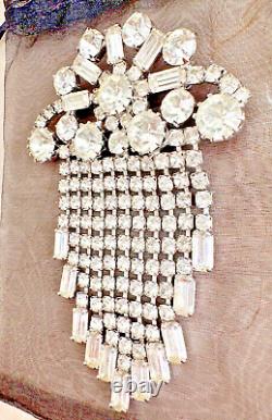 Amazing Massive Vintage Possible Unsigned Weiss Rhinestone Fringed Brooch