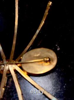 Amazing Vtg Rare Germany Huge 4.5 Rhinestone Art Glass Shoulder Spider Brooch