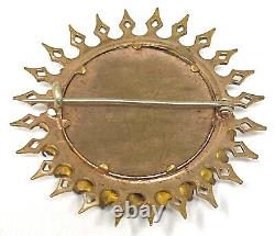 Antique Victorian Era Photo Rhinestone Starburst Brooch