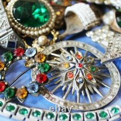 Antique Vintage Art Nouveau Deco Brooch Jewelry Rhinestone Lot Untested 28 Pcs