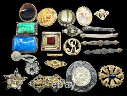 Antique & Vintage Brooch Lot 20+ Mixed Styles Art Deco, Edwardian, Etc