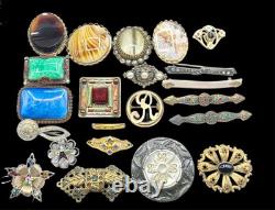 Antique & Vintage Brooch Lot 20+ Mixed Styles Art Deco, Edwardian, Etc
