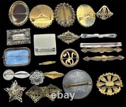 Antique & Vintage Brooch Lot 20+ Mixed Styles Art Deco, Edwardian, Etc