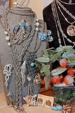Antique/Vintage Jewelry& Curios Lot Hollycraft, Givenchy, 925, Whiting&Davis, 120+