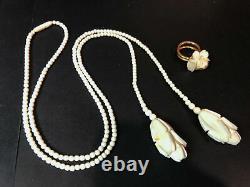 Antique Vintage jewlry lot necklace brooch bracelet earrings rhinestone signed