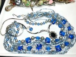 Antique Vintage jewlry lot necklace brooch bracelet earrings rhinestone signed
