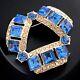 Art Deco Blue Rhinestone Brooch 1930s Crystals Open Back Vintage Statement