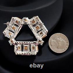 Art Deco Blue Rhinestone Brooch 1930s Crystals Open Back Vintage Statement