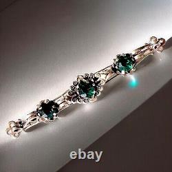 Art Deco Green Rhinestone Brooch Made In France Trombone Clasp Vintage