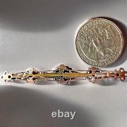 Art Deco Green Rhinestone Brooch Made In France Trombone Clasp Vintage