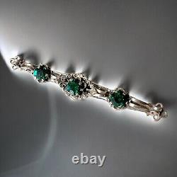 Art Deco Green Rhinestone Brooch Made In France Trombone Clasp Vintage