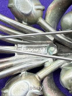 Art Deco Signed Eisenberg Original Vermeil Purple Clear Rhinestones Fur Clip