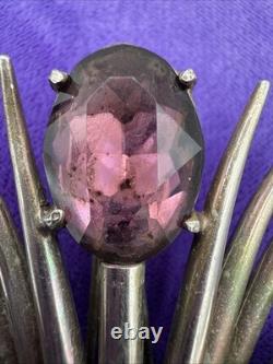 Art Deco Signed Eisenberg Original Vermeil Purple Clear Rhinestones Fur Clip Art Deco Signed Eisenberg Original Vermeil Purple Clear Rhinestones Fur Clip