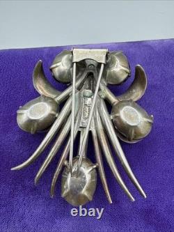 Art Deco Signed Eisenberg Original Vermeil Purple Clear Rhinestones Fur Clip