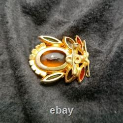 Aurora Borealis & Crystal Rhinestone Bug Vintage Brooch Pin Unsigned Juliana