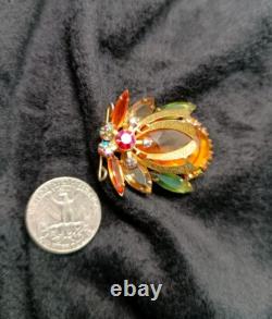 Aurora Borealis & Crystal Rhinestone Bug Vintage Brooch Pin Unsigned Juliana Aurora Borealis & Crystal Rhinestone Bug Vintage Brooch Pin Unsigned Juliana