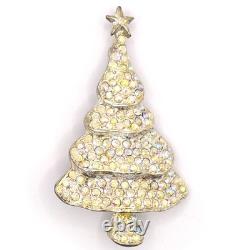 Aurora Borealis LIA Christmas Tree Vintage Rhinestone Brooch Book Piece