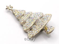 Aurora Borealis LIA Christmas Tree Vintage Rhinestone Brooch Book Piece