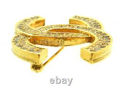 Auth CHANEL Vintage COCO mark Rhinestone brooch Gold-plated brass 20004290SI