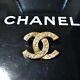 Authentic CHANEL Brooch gold vintage Coco Mark Rhinestone Engraved Genuine