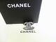 Authentic CHANEL Vintage CC Logo Rhinestone Black Metal Pin Brooch #8014