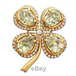 Authentic Vintage Chanel pin brooch rhinestone clover #pi2103
