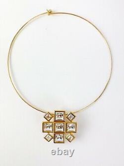 Authentic Ysl Yves Saint Laurent Vintage Massive Cross Crystal Brooch Pendant