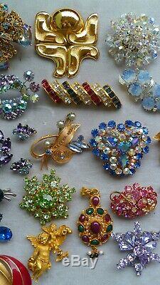 Awesome Estate Vtg Jewelry Rhinestone Brooch/pin Lot Juliana Weiss Ben Amun Coro