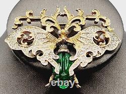 BIG BUTTERFLY Vintage SIGNED Trembler Rhinestone PIN by NETTIE ROSENSTEIN