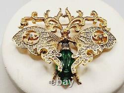 BIG BUTTERFLY Vintage SIGNED Trembler Rhinestone PIN by NETTIE ROSENSTEIN