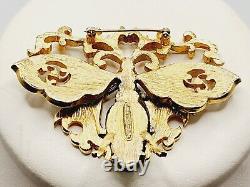 BIG BUTTERFLY Vintage SIGNED Trembler Rhinestone PIN by NETTIE ROSENSTEIN