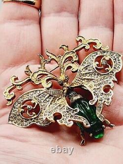 BIG BUTTERFLY Vintage SIGNED Trembler Rhinestone PIN by NETTIE ROSENSTEIN