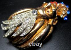BOOK PIECE! African Head Dress Figural Rhinestone Vintage Pin Brooch