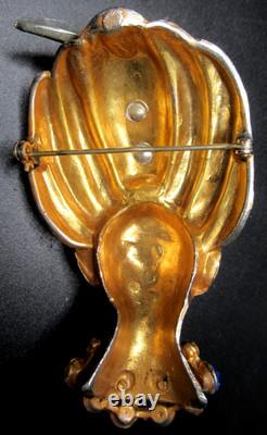 BOOK PIECE! African Head Dress Figural Rhinestone Vintage Pin Brooch