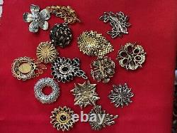 Beautiful Collection 15 Vintage High-end Rhinestone Etc. Brooch Lot