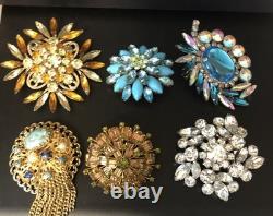 Beautiful Lot Large AB & Rhinestone Brooches Vintage Jewelry Preowned (lot B6)