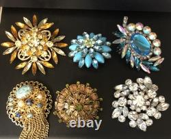 Beautiful Lot Large AB & Rhinestone Brooches Vintage Jewelry Preowned (lot B6)
