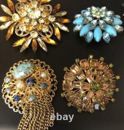 Beautiful Lot Large AB & Rhinestone Brooches Vintage Jewelry Preowned (lot B6)