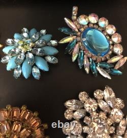 Beautiful Lot Large AB & Rhinestone Brooches Vintage Jewelry Preowned (lot B6)