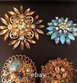 Beautiful Lot Large AB & Rhinestone Brooches Vintage Jewelry Preowned (lot B6)