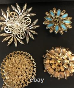 Beautiful Lot Large AB & Rhinestone Brooches Vintage Jewelry Preowned (lot B6)