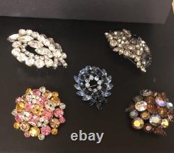 Beautiful Lot Large AB & Rhinestone Brooches Vintage Jewelry Preowned (lot B7)