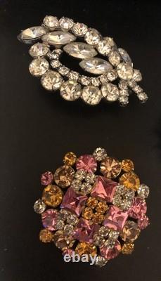 Beautiful Lot Large AB & Rhinestone Brooches Vintage Jewelry Preowned (lot B7)
