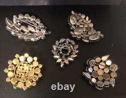 Beautiful Lot Large AB & Rhinestone Brooches Vintage Jewelry Preowned (lot B7)