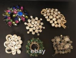 Beautiful Lot Large AB & Rhinestone Brooches Vintage Jewelry Preowned (lot B9)