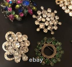 Beautiful Lot Large AB & Rhinestone Brooches Vintage Jewelry Preowned (lot B9)