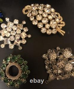 Beautiful Lot Large AB & Rhinestone Brooches Vintage Jewelry Preowned (lot B9)