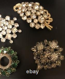 Beautiful Lot Large AB & Rhinestone Brooches Vintage Jewelry Preowned (lot B9)