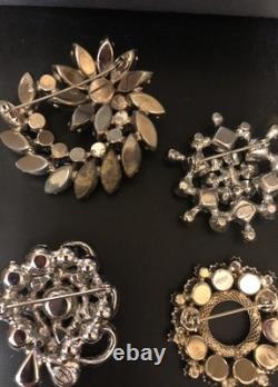 Beautiful Lot Large AB & Rhinestone Brooches Vintage Jewelry Preowned (lot B9)
